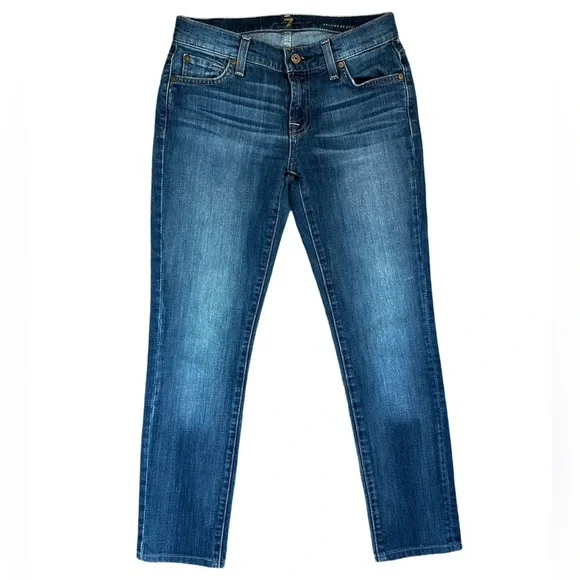 NWOT 7 For All Mankind ROXANNE MID-WAIST SLIM Denim Jeans BLUE Women’s Size 25.